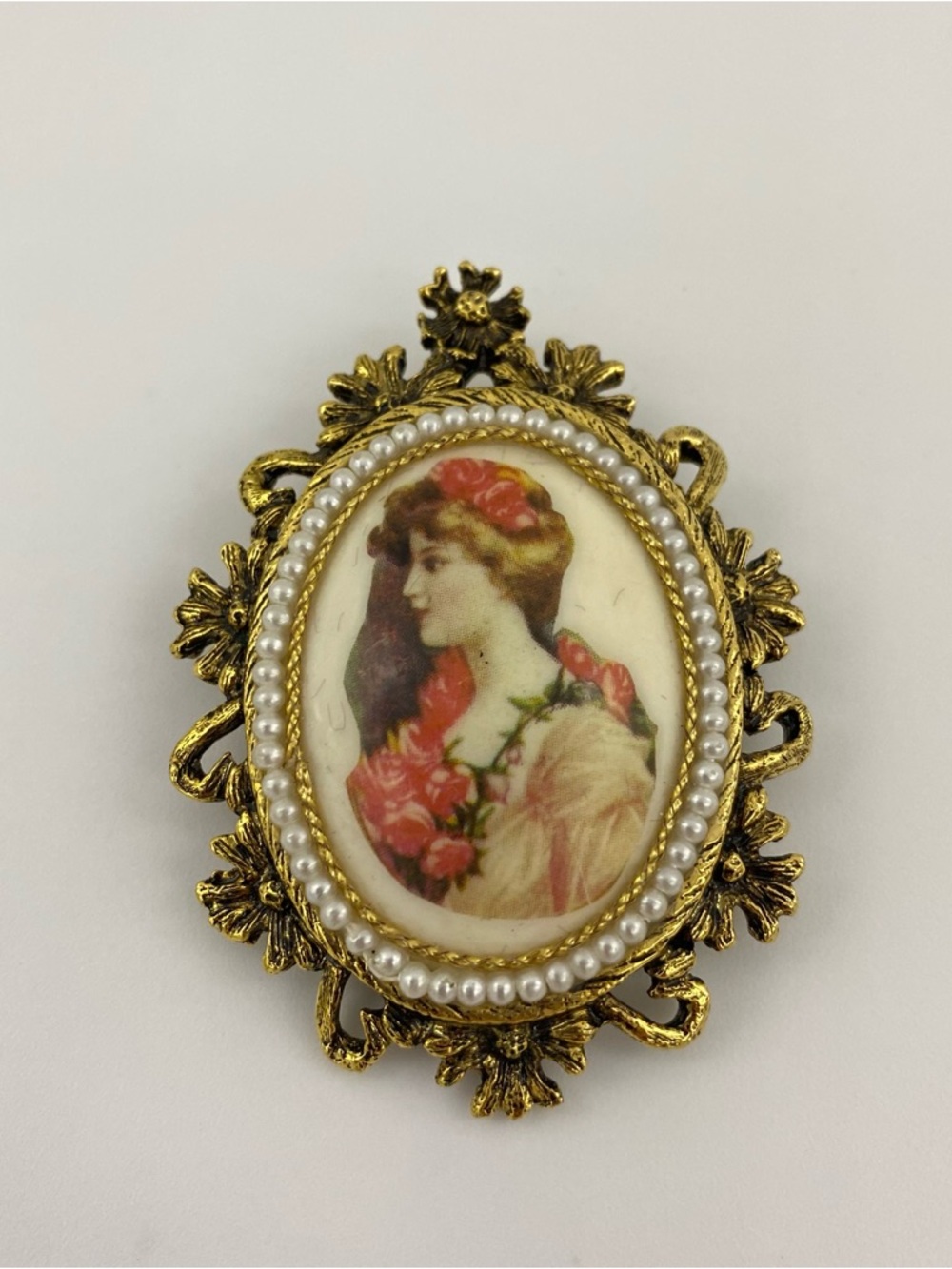 Victorian Revival Style Cameo Brooch Vintage